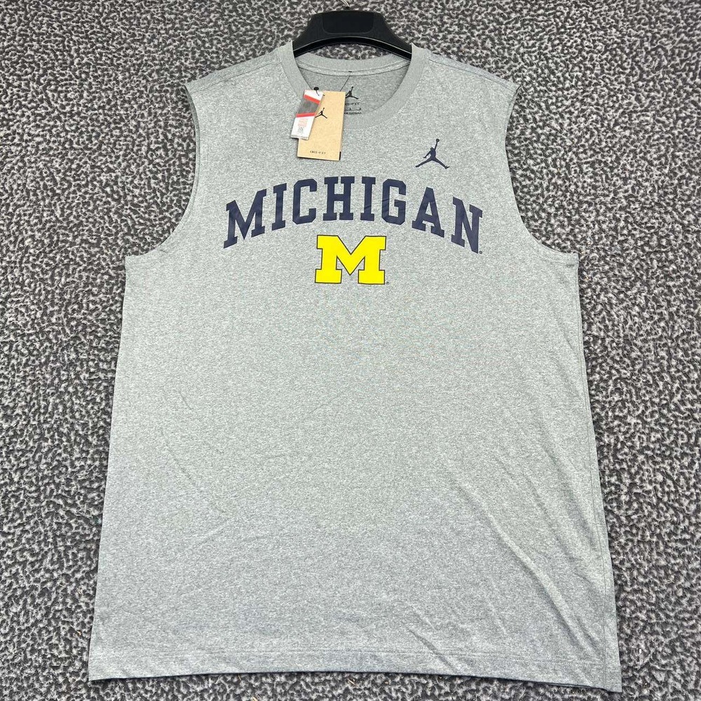 Air Jordan Michigan Wolverines Dri-FIT Shirt Men Large Gray Sleeveless New L